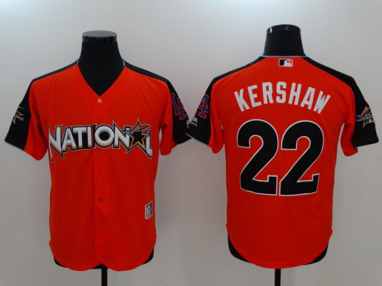 2017 MLB All-Star Los Angeles Dodgers #22 Kershaw Orange Jerseys